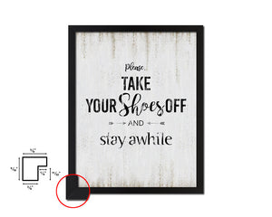 Please take your shoes off Quote Wood Framed Print Wall Decor Art