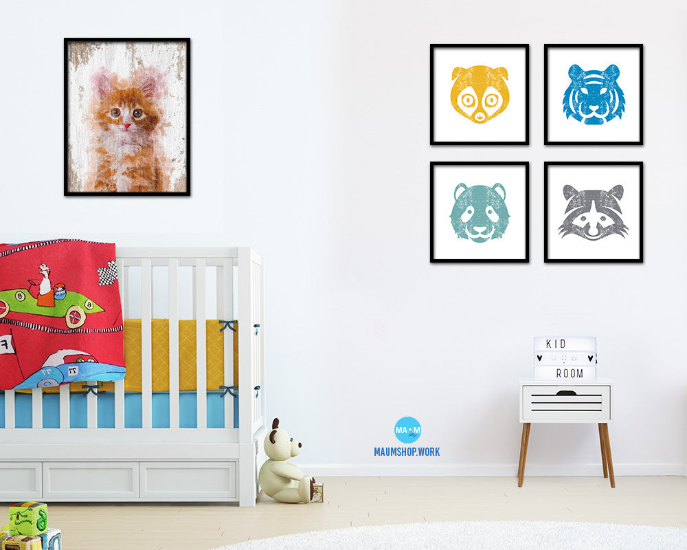 Kitten Cat Kitten Portrait Framed Print Pet Home Decor Custom Watercolor Wall Art Gifts