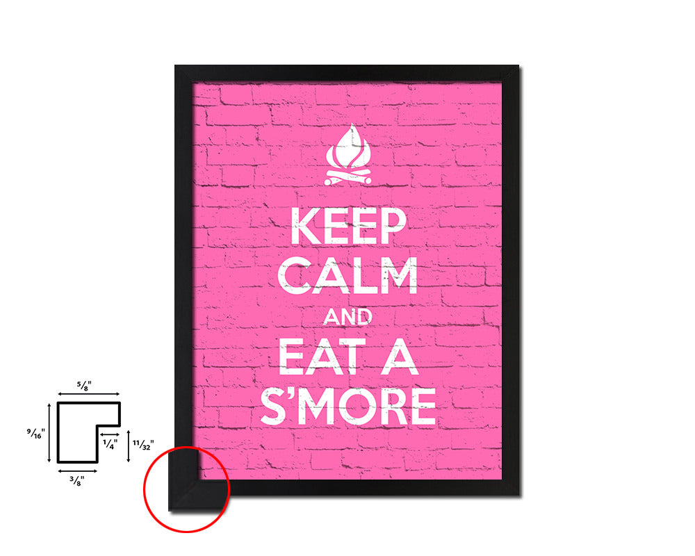 Keep calm and eat a smore Quote Framed Print Home Decor Wall Art Gifts