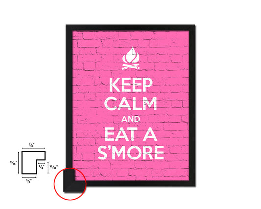Keep calm and eat a smore Quote Framed Print Home Decor Wall Art Gifts