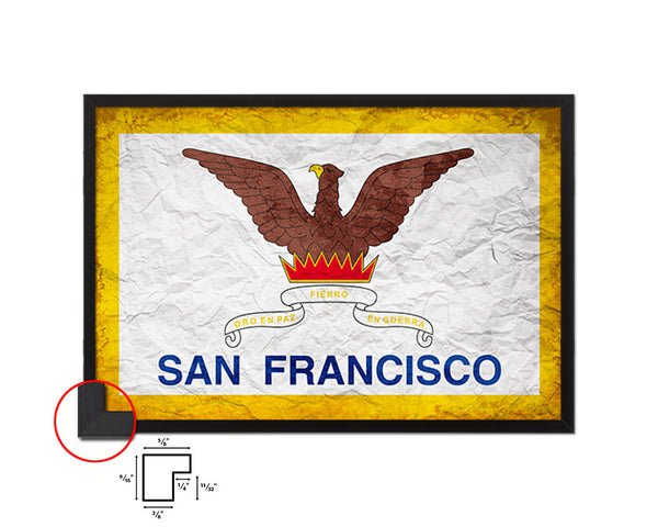San Francisco City San Francisco State Vintage Flag Wood Framed Prints Decor Wall Art Gifts