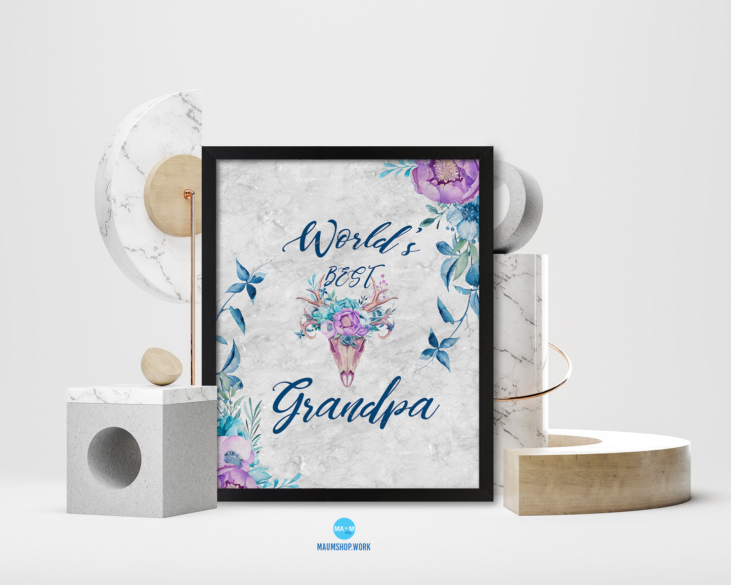 World's best grandpa Quote Framed Print Wall Art Decor Gifts