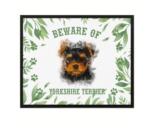 Beware of Russell Terrier Sign Wood Framed Print Wall Art Decor Gifts