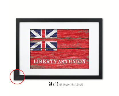 Liberty and Union Wood Rustic Flag Wood Framed Print Wall Art Decor Gifts