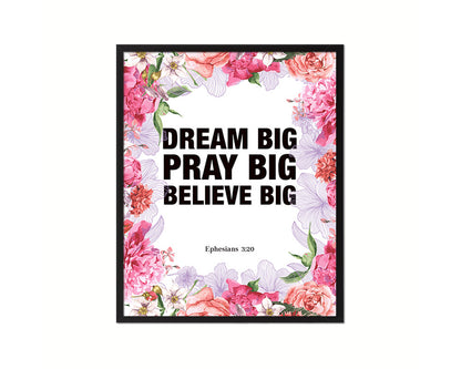 Dream Pray Bbelieve Big Quote Wood Framed Print Home Decor Wall Art Gifts