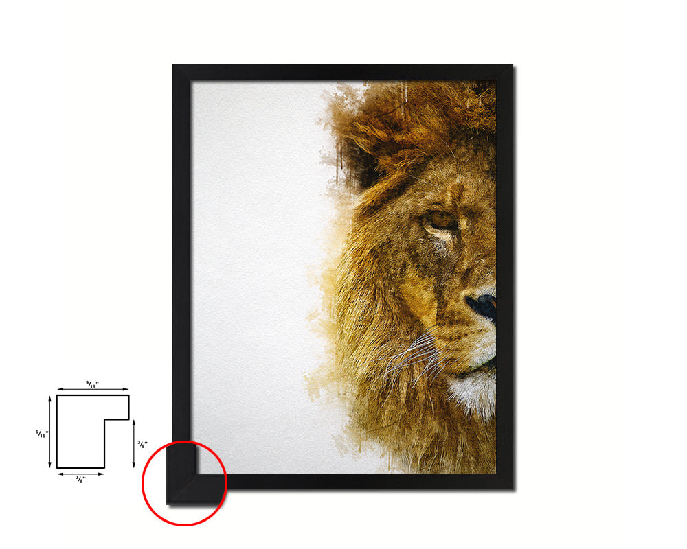 Lion Animal Painting Print Framed Art Home Wall Decor Gifts