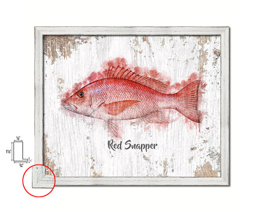 Red Snapper Fish Framed Prints Modern Restaurant Sushi Bar Watercolor Wall Art Decor