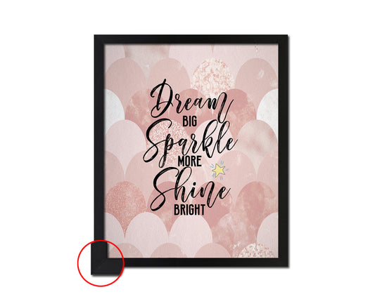 Dream Big Sparkle More Shine Bright Quote Framed Print Wall Decor Art Gifts