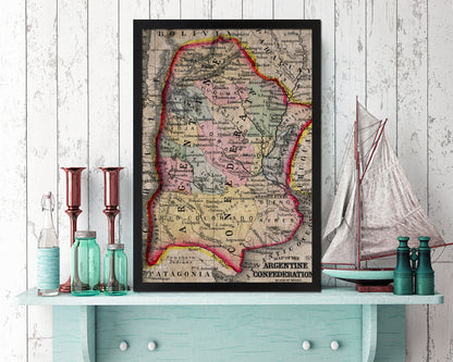 Argentina Historical Map Wood Framed Print Art Wall Decor Gifts