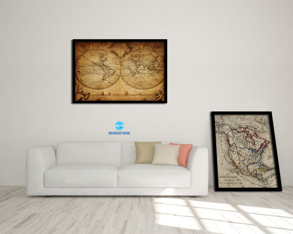 World Johann Matthias Hase 1733 Historical Map Framed Print Art Wall Decor Gifts