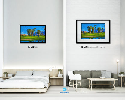 Palm Springs Golf Course, California Artwork Painting Print Art Wood Framed Wall Decor Gifts