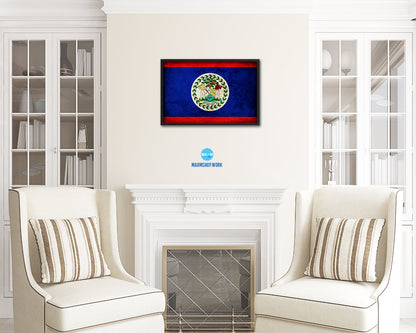 Belize Country Vintage Flag Wood Framed Print Wall Art Decor Gifts