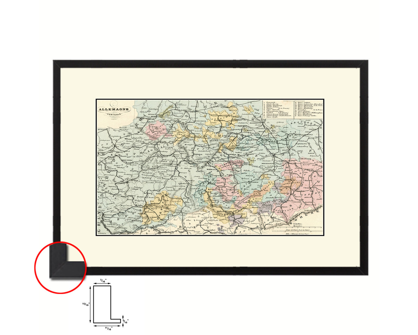 Germany Old Map Framed Print Art Wall Decor Gifts