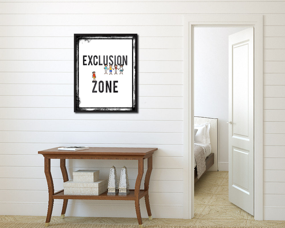 Exclusion Zone Notice Danger Sign Framed Print Home Decor Wall Art Gifts