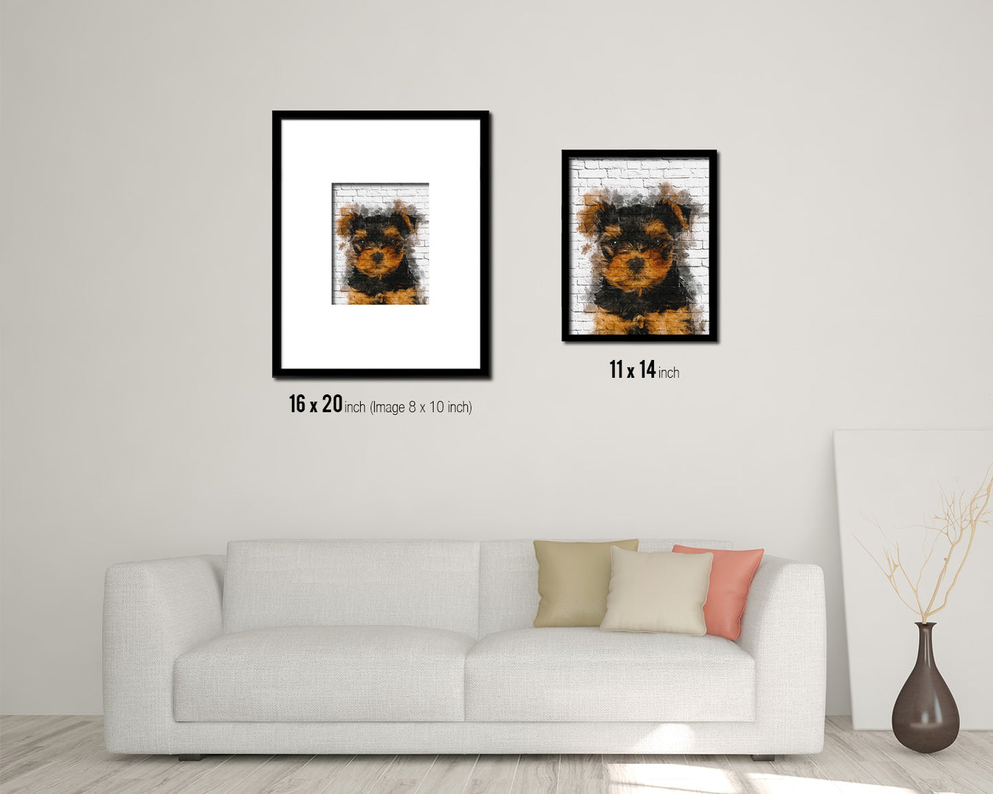 Yorkshire Terrier Dog Puppy Portrait Framed Print Pet Watercolor Wall Decor Art Gifts