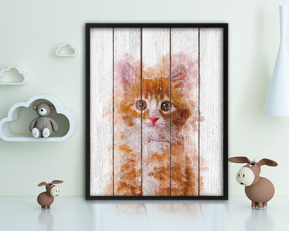 Kitten Cat Kitten Portrait Framed Print Pet Home Decor Custom Watercolor Wall Art Gifts