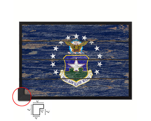 502d Air Base Wing USAF Vintage Emblem Flag Wood Frame Paper Print Wall Art Decor Gifts