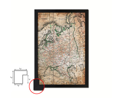 Russia Antique Map Wood Framed Print Art Wall Decor Gifts