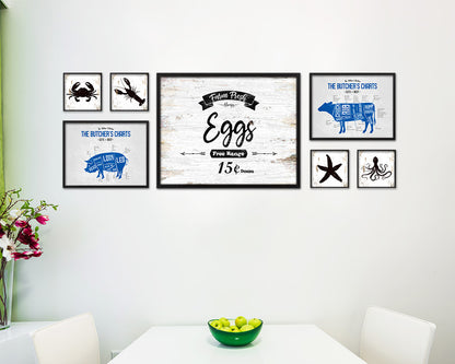 Farm Fresh Eggs Vintage Sign Fine Art Paper Prints Wood Frame Wall Art Decor Gifts