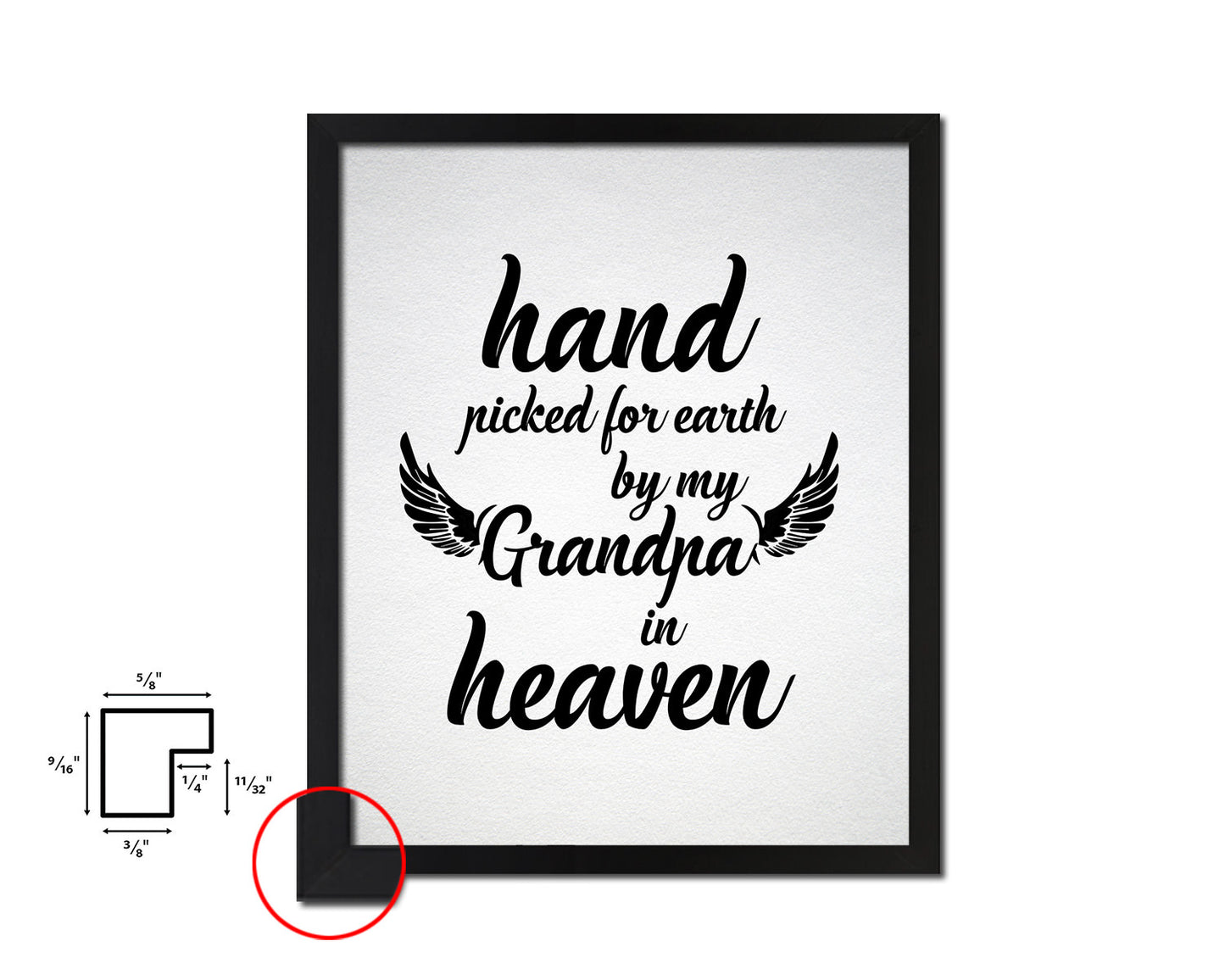 Hand picked for earth by our grandpa in heaven Quote Framed Print Wall Art Decor Gifts