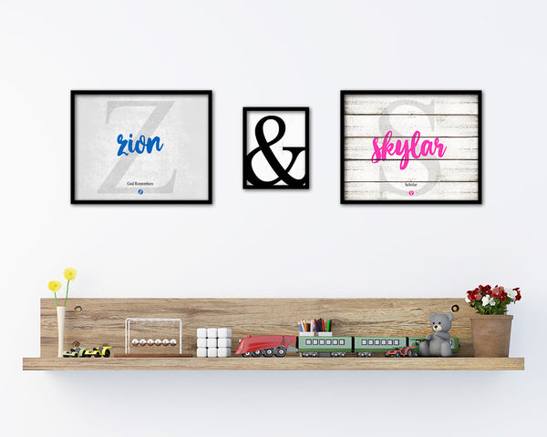 Zion Personalized Biblical Name Plate Art Framed Print Kids Baby Room Wall Decor Gifts