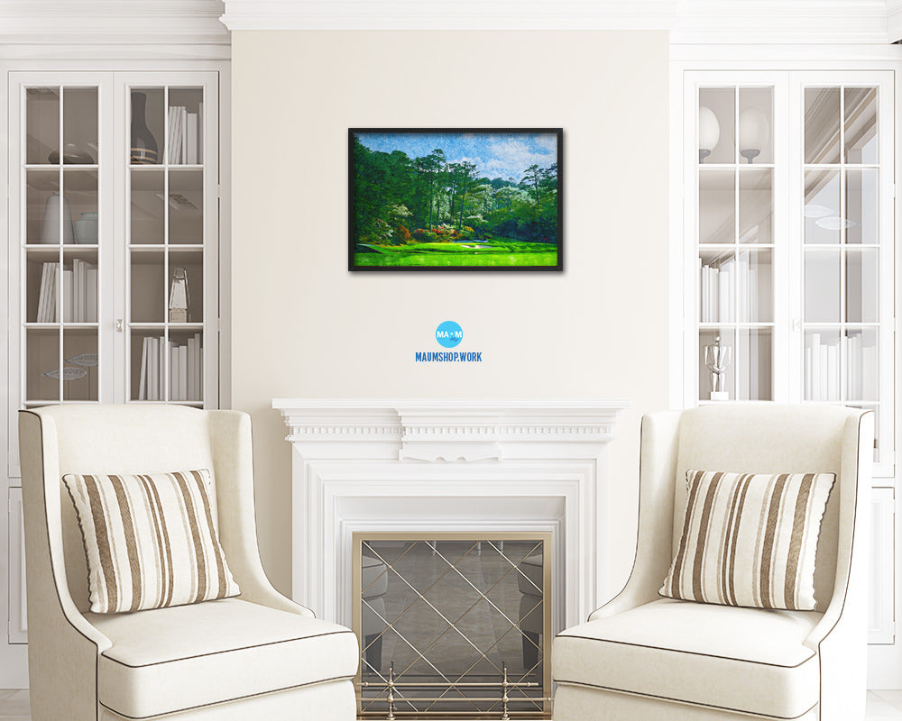 Augusta GA Golf Course, Summer Artwork Painting Print Art Wood Framed Wall Decor Gifts