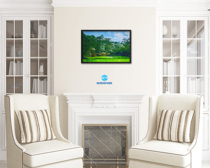 Augusta GA Golf Course, Summer Artwork Painting Print Art Wood Framed Wall Decor Gifts