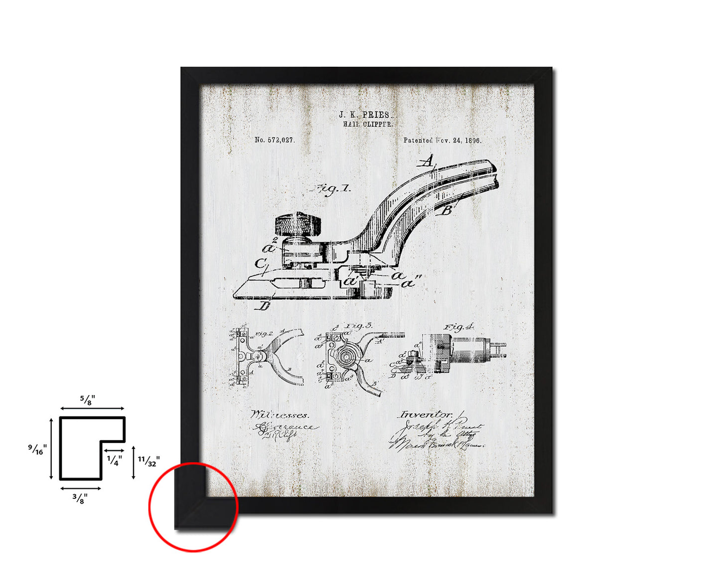 Hair Clipper Barbershop Vintage Patent Artwork Black Frame Print Wall Art Decor Gifts