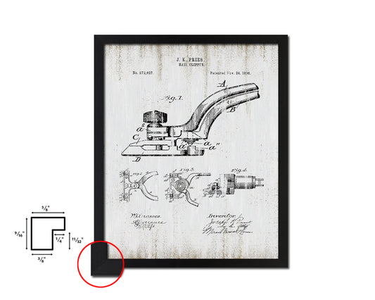 Hair Clipper Barbershop Vintage Patent Artwork Black Frame Print Wall Art Decor Gifts