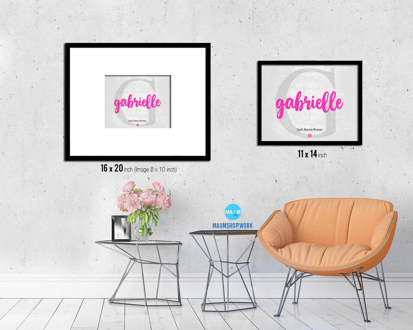 Gabrielle Personalized Biblical Name Plate Art Framed Print Kids Baby Room Wall Decor Gifts
