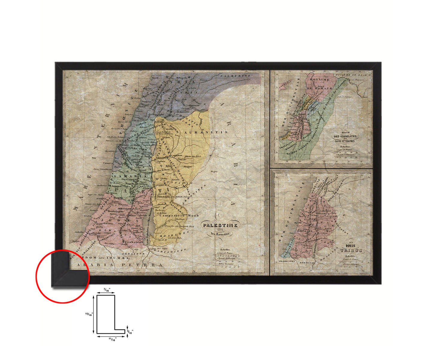 Holy Land Romans David Solomon Israel Palestine Historical Map Framed Print Art Wall Decor Gifts