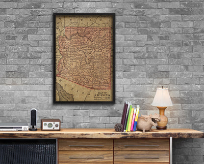Arizona Circa Historical Map Wood Framed Print Art Wall Decor Gifts