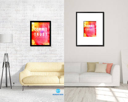 Commit your way to the Lord Quote Wood Framed Print Home Decor Wall Art Gifts