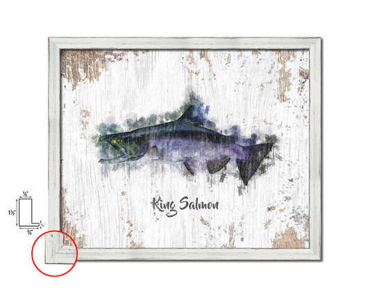 King Salmon Fish Framed Prints Modern Restaurant Sushi Bar Watercolor Wall Art Decor