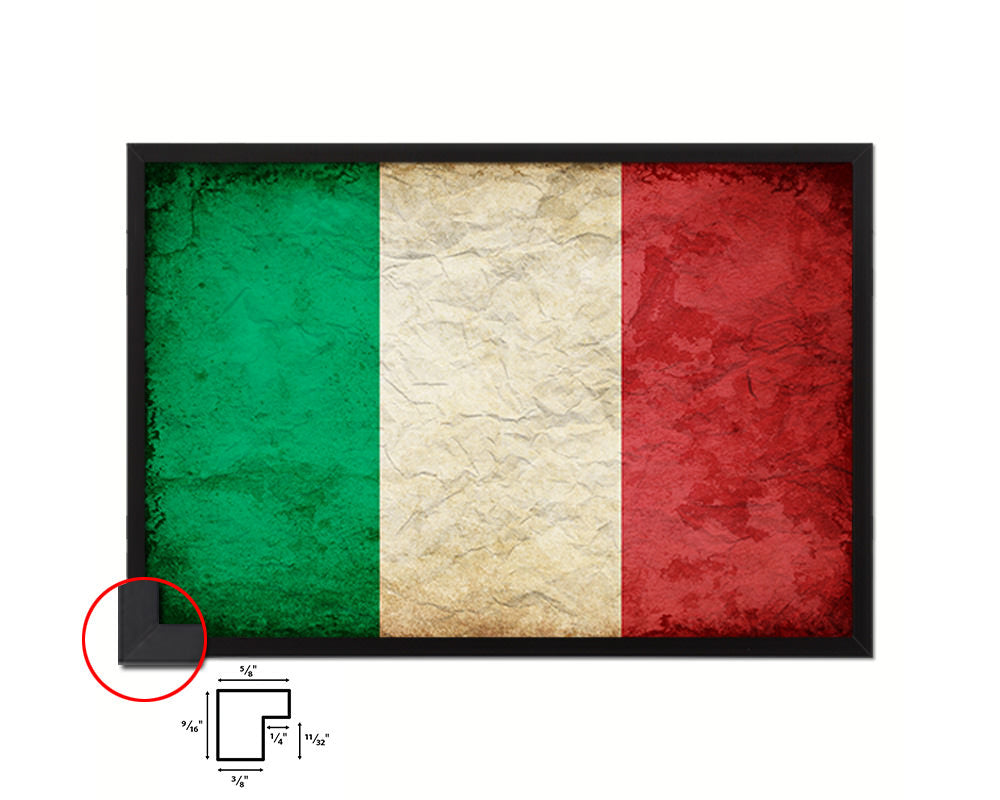 Italy Country Vintage Flag Wood Framed Print Wall Art Decor Gifts
