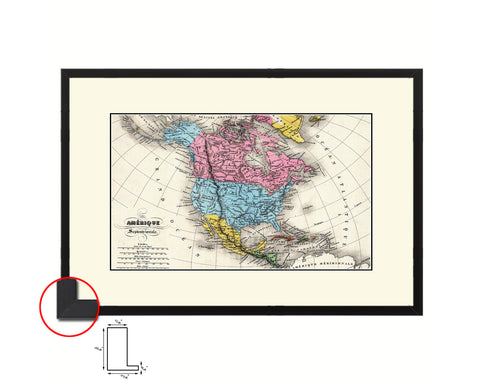 North America United States Canada Mexico Old Map Framed Print Art Wall Decor Gifts