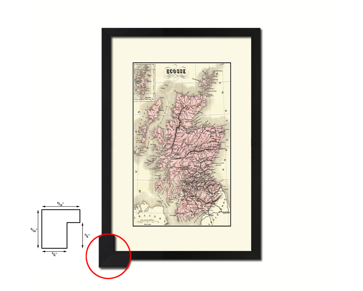 Scotland Old Map Wood Framed Print Art Wall Decor Gifts