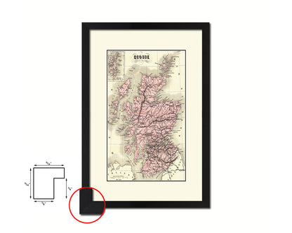 Scotland Old Map Wood Framed Print Art Wall Decor Gifts