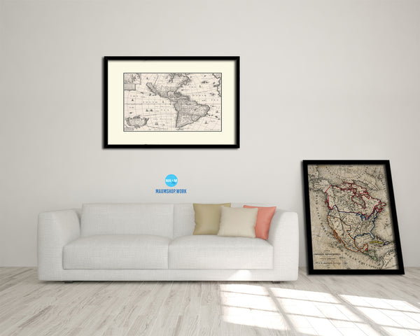 North and South America 1626 Old Map Framed Print Art Wall Decor Gifts