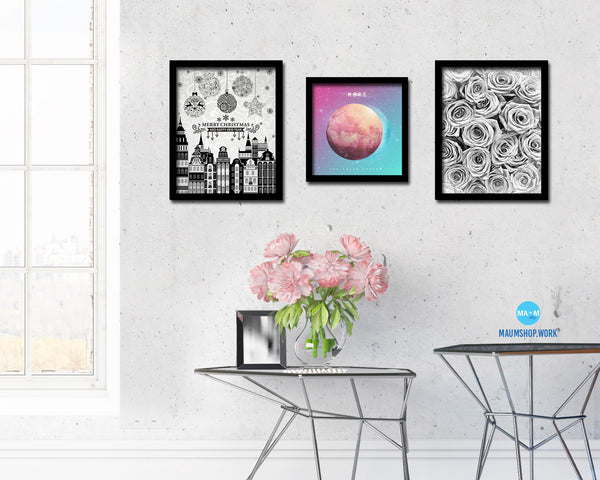 Mars Planet Colorful Prints Watercolor Solar System Framed Print Home Decor Wall Art Gifts