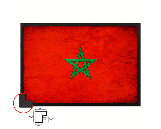 Morocco Country Vintage Flag Wood Framed Print Wall Art Decor Gifts