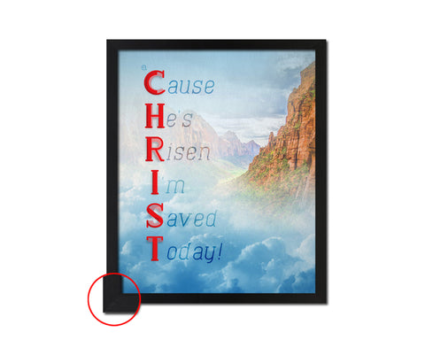 Cause He's Risen I'm Saved Today Bible Verse Scripture Framed Print Wall Decor Art Gifts