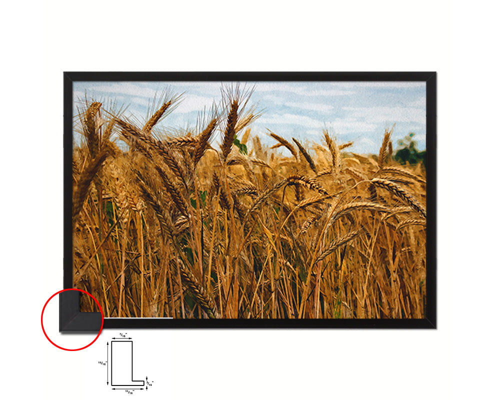 Grain Paddy Field, Harvest Landscape Artwork Framed Painting Print Art Wall Decor Gifts