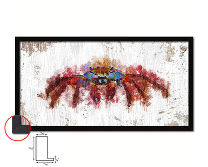 Crab Fish Art Wood Frame Shabby Chic Restaurant Sushi Wall Decor Gifts, 10" x 20"