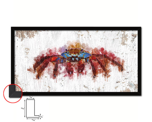 Crab Fish Art Wood Frame Shabby Chic Restaurant Sushi Wall Decor Gifts, 10" x 20"