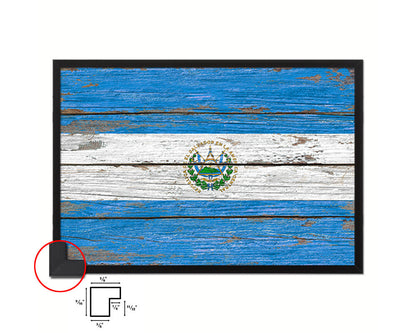 El Salvador Country Wood Rustic National Flag Wood Framed Print Wall Art Decor Gifts