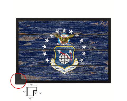 30th Space Wing Vintage Emblem Flag Wood Frame Paper Print Wall Art Decor Gifts